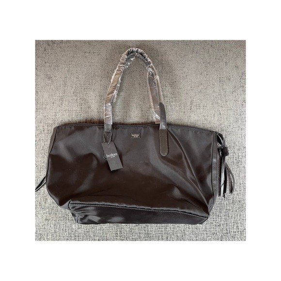 Botkier Handbags - Botkier New York Black Nylon Tote Bag Leather Trim Tassel Zip Top Travel Purse